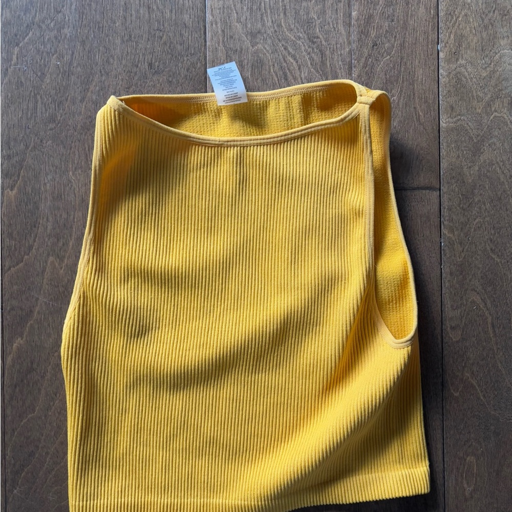 Yellow Ribbed Sleeveless Top